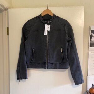 Sanctuary Black Denim Moto Jacket, New With Tags, Women's Size Small